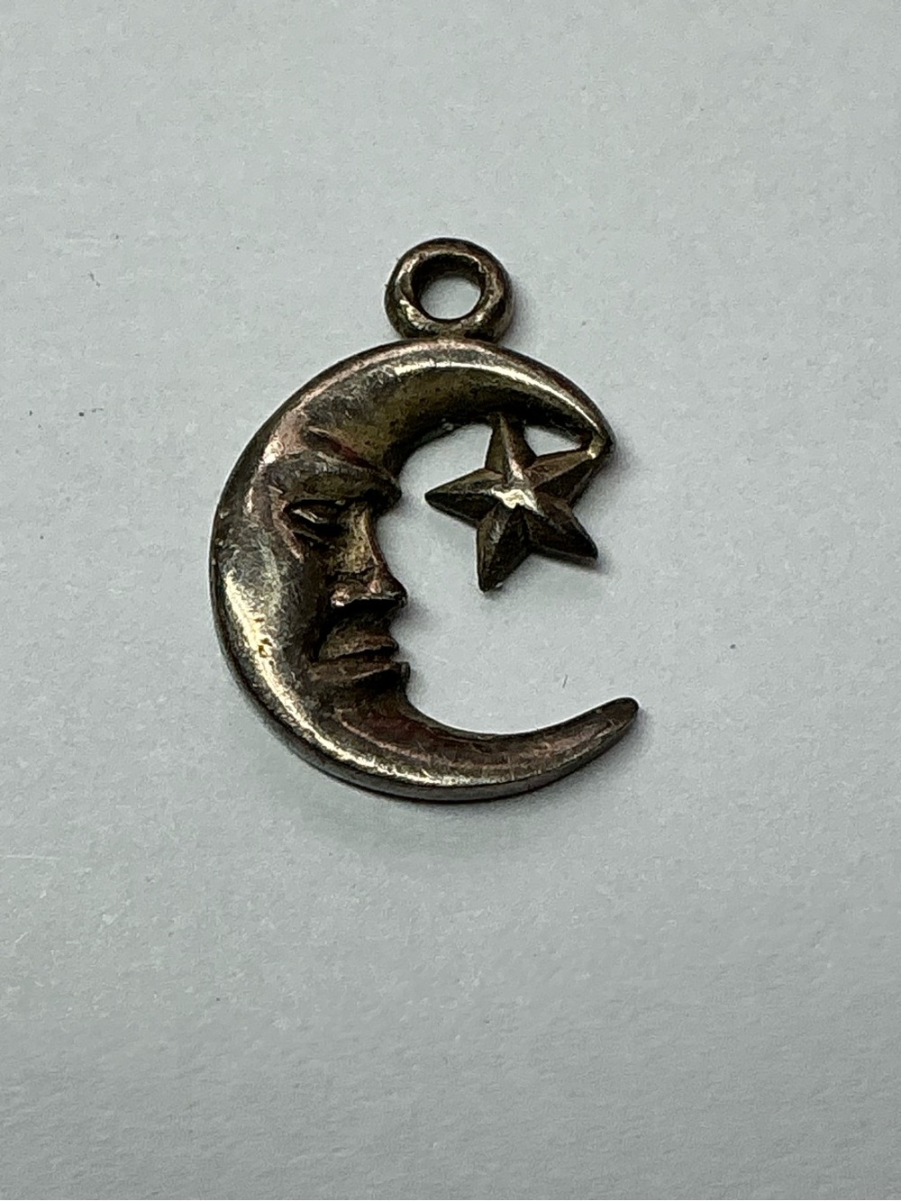 Sterling Silver Man & Moon Face and Star Pendant Charm.